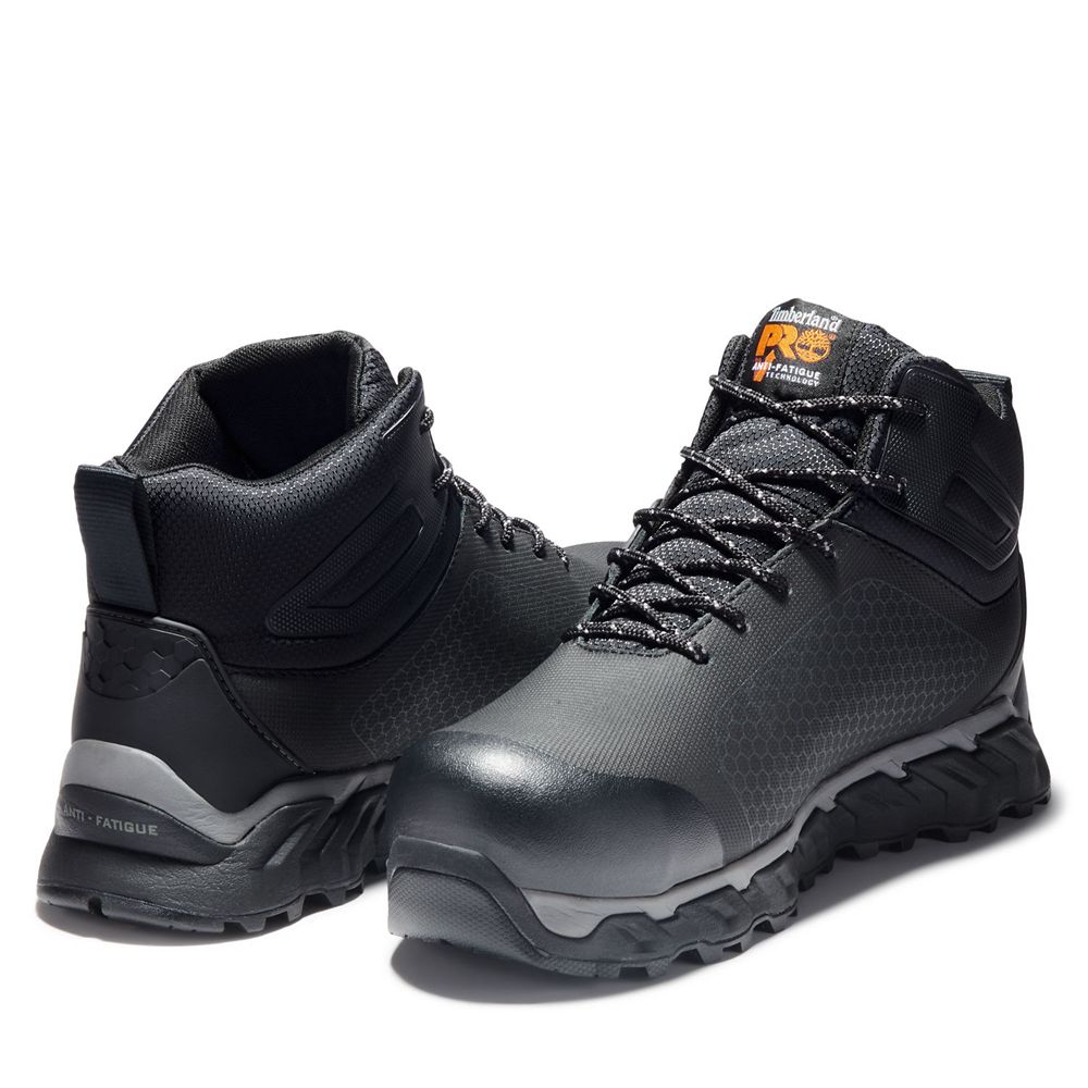 Timberland Mens Work Boots PRO® RidgeComp Toe - Black - India IB7126048